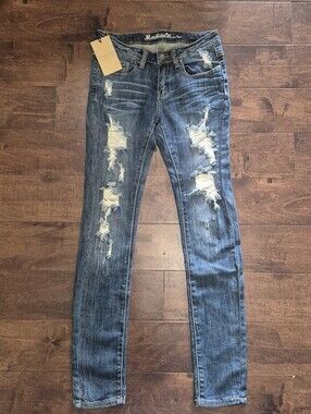 NWT Machine Jeans Heavily Distressed Skinny Jeans 2012 Archive Collection VTG